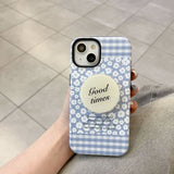 Cartoon Blue Background Daisy Bracket Shockproof Drop Resistant Case For iPhone 14 13 12 series