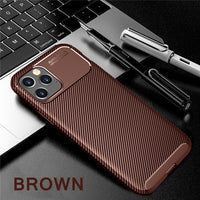 Shockproof Carbon Fiber Slim Silicone Leather Case for Apple iPhone 13 12 11 Series