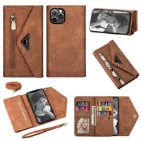 Crossbody Leather Zipper Wallet Case for iPhone 14 13 12 series