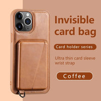 Wallet Card Slots Soft Leather Case With Handfree Kickstand For iPhone 15 14 13 12 series