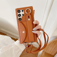 Wrist Strap Crossbody Wallet Leather Case For Samsung Galaxy S23 S22 S21 series