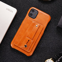 Leather Slim Telescopic Card Holder Half Pack Back Cover Case for iPhone 12 & 11 Pro Max