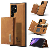 2 In 1 Magnetic Wallet Card Slot Holder Kickstand Leather Case For Samsung Galaxy S24 S23 S22 S21 Ultra Plus