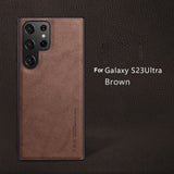 Luxury Vintage PU Leather + Soft TPU Edge Case for Galaxy S23 Ultra Plus