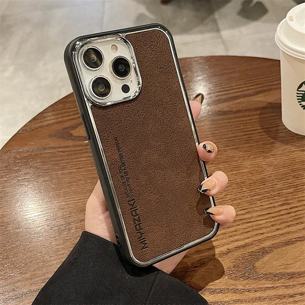 Business Matte Leather Shockroof Soft Silicone Case For iPhone 15 14 13 12 series