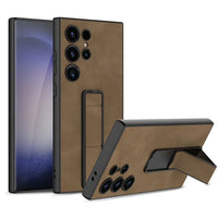 Push& Pull Bracket PU Leather Wireless Charging Shockproof Case For Samsung Galaxy S24 series