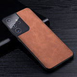 Premium PU Leather Scratch Resistant Solid Color Phone Case for Samsung Galaxy S21 Series