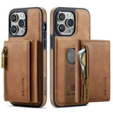 2 In 1 Detachable Magnetic Leather Zipper Wallet Case for iPhone 15 14 13 12 series