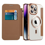 Magnetic Wallet Transparent Flip Leather Case for iPhone 14 13 12 series