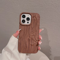 Wooden Grain Texture Solid Color Shockproof Soft Case For iPhone 14 13 12 series