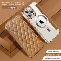 Flip Magnetic Lens Protection Card Holder Leather Case For iPhone 15 14 13 series