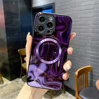 Luxury Magnetic Magsafe Marble Flower Wireless Charge Shockproof Case For iPhone 14 13 12 series