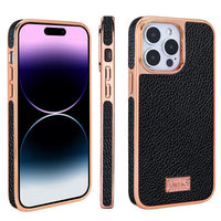 Luxury Electroplating Leather Texture Case For iPhone 14 13 12 series