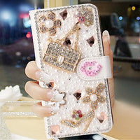 Bling Diamond Rhinestone Flower Leather Magnetic Flip Wallet Case for Samsung Galaxy S24 S23 S22 S21 Ultra Plus