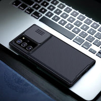 Frosted Hard PC Textured Slide Camera Lens Protect Flip Leather Liquid Case for Samsung Galaxy Note 20 Series