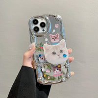 Cute Cat Stand Holder Lovely Dog Bracket Soft Plating Case For iPhone 14 13 12 series