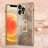 Kickstand Plating Glass Patterned Fashion Waterproof for iPhone 13 series