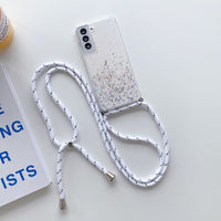 Hang Neck Strap Lanyard Glitter Clear Case For Samsung Galaxy S21 S20 Note 20 Series