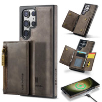 Zipper Cards Bag Detachable Leather Wallet Case For Samsung Galaxy S23 S22 S21 Ultra Plus