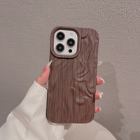 Wooden Grain Texture Solid Color Shockproof Soft Case For iPhone 14 13 12 series