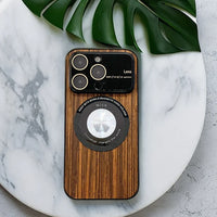 Leather Wood Grain Magnetic Soft Case With Camera Lens For iPhone 15 14 13 12 series