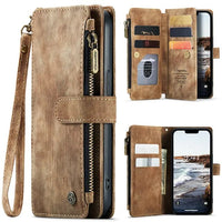 Leather Wallet Magnet Flip Case With Wrist Strap For iPhone 15 14 13 12 series