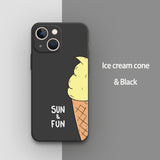 Ice Cream Cute Pattern Liquid Silicone Case for iPhone 13 12 11 Pro Max Mini