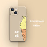 Ice Cream Cute Pattern Liquid Silicone Case for iPhone 13 12 11 Pro Max Mini