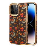 Floral Texture Luxury Wooden Lens Protection Shockproof Case For iPhone 15 14 13 12 series