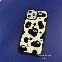 Fashion Cute Briquettes Plush Soft Silicone Case For iPhone 13 12 11 Series