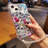 3D Butterfly Bling Rose Diamond Chain Case For Samsung S23 S22 S21 series