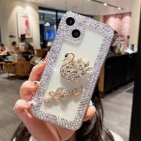 3D Camellia Swan Bling Diamond Case For iPhone 14 13 12 series