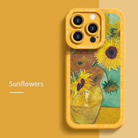 Sunflower Art Painting Soft Cases For iPhone 14 13 12 series