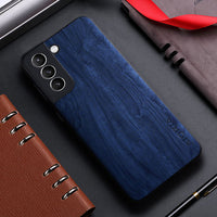 Wood Pattern Leather Case for Samsung Galaxy S21 S22 Ultra Plus FE