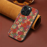 Retro Flower Leather Protective Soft Case for iPhone 15 14 13 12 series