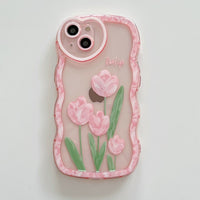 Lovely Pink Flower Silicone Case for iPhone 14 13 12 series