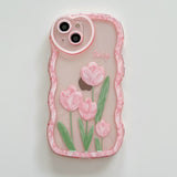 Lovely Pink Flower Silicone Case for iPhone 14 13 12 series