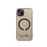 Custom Name Wood Grain Magnetic Magsafe Wireless Charge Shockproof Lens Case For iPhone 14 13 12 series