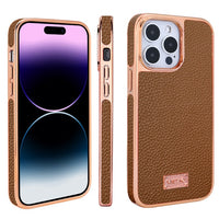 Luxury Electroplating Leather Texture Case For iPhone 14 13 12 series