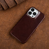 Oil Wax Luxury Leather Case For iPhone 14 13 12 series