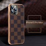 Luxury Carbon Fiber Leather Camera Protection Case for iPhone 13 12 11 Pro Max Mini
