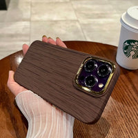 Luxury Shockproof Lens Protection Wooden Texture Frame Retro Case For iPhone 14 13 12 series