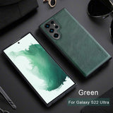 Retro Leather Soft Silicone TPU Edge Back Cover for Samsung Galaxy S22 Ultra Plus