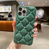 Matte 3D Diamond Leather Texture Case For iPhone 14 13 12 series