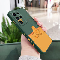 Cute Fat Orange Cat Liquid Silicone Case For Samsung Galaxy S23 S22 S21 series