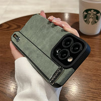 Wrist Strap Holder Luxury Suede Leather Case For iPhone 14 13 12 Pro Max