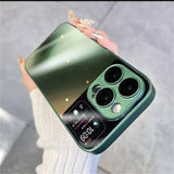 Luxury Glass Full Camera Film Protector Gradient Soft Case For iPhone 14 13 12 series
