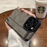Wrist Strap Holder Luxury Suede Leather Case For iPhone 14 13 12 Pro Max