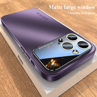 Luxury Glass Camera Lens Protection Matte Shockproof Bumper Hard Case For iPhone 14 13 12 series