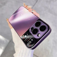 Luxury Glass Full Camera Film Protector Gradient Soft Case For iPhone 14 13 12 series